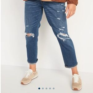 Maternity Full Panel Boyfriend Ripped Jeans - Old Navy